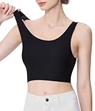 [CtriLady] ナベシャツ 胸潰し 胸を小さく見せるブラ スポーツブラ 揺れない ブラジャー 脇高 ナイトブラ 昼兼用 (JP, アルファベット, L, ブラック)