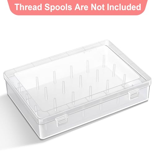 Image of Vowcarol Thread Holder Cases 2 Pack 48 Pegs, Embroidery Thread Organizer and Storage, Plastic Sewing Box