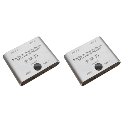 Pohmndz 2X �o���� USB C �X�C�b�` �X�v���b�^�[ 8K USB C �X�C�b�`���[ KVM 8K 60Hz 4K 144Hz �r�f�I �����\�[�X�p USB C ���C���Ȃ�