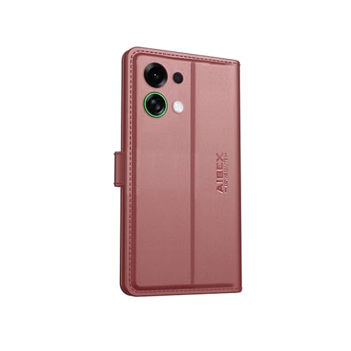 Image of AIBEX Compatible for Oppo K13 Turbo 5G / Oppo K13 Turbo Pro 5G Flip Cover Leather Finish with Magnatic Closure | Inside TPU with Card Pockets | Wallet Stand | Complete Protection Flip Case - Brown