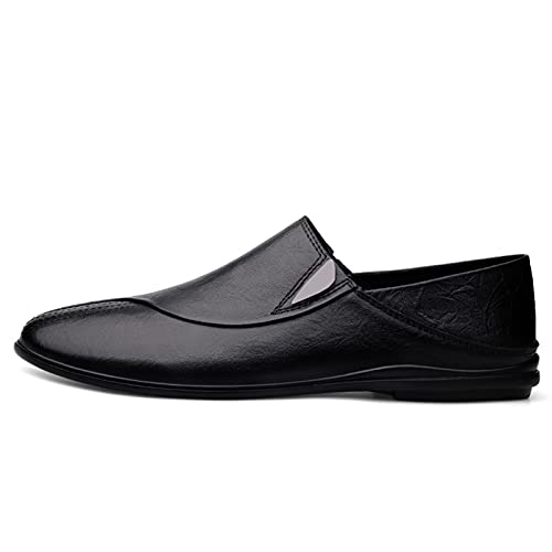 Loafers for Men Round Toe Loafer Shoes Leather Flexible Flat Heel Comfortable Classic Walking Slip-ons3