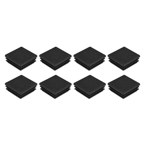 Image of uxcell 8Pcs Square Plastic Plugs, 45 x 45mm /1.77 x 1.77inch PE Pipe Tubing End Caps for 38-43mm /1.5-1.69inch Square Tube Furniture Chair Leg, Black