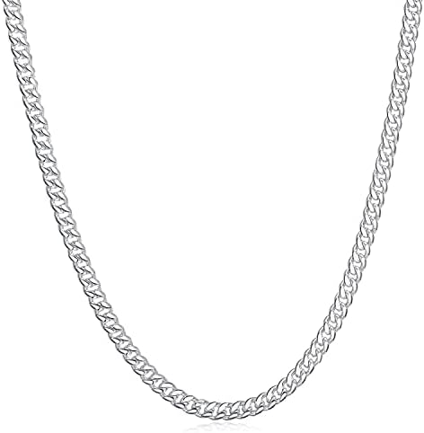 925 Sterling Silver Cuban Link Chain for Men Women 3.5mm Diamond Cut Chain Necklace 16, 18, 20, 22, 24, 26, 30 Inch