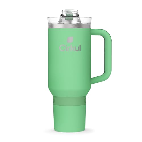 Image of Cirkul 40oz. Eucalyptus Stainless Steel Tumbler with Handle, All-Day StrawSip, Double-Wall Insulated