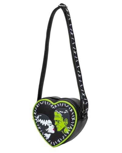 Rock Rebel Bride of Frankenstein Stitch Heart Mini Cross Body Bag