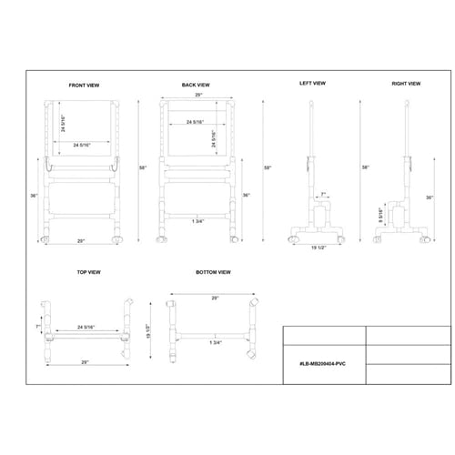 X-Ray Mobile Shield - 24"W x 24"H, PVC Base, 0.5mm Lead Solid Panel, USA Made