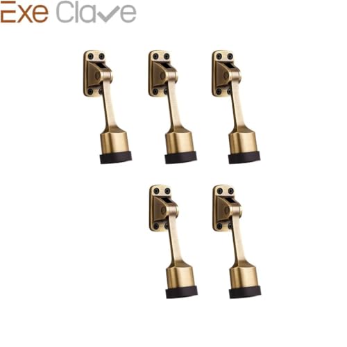 Image of Luxury Door Stopper in Gold | Heavy Duty Metal Door Stops for Home Office | Anti Slip Decorative Door Holder | Modern Gold Finish Door Stop Set for All Floors (Set of 5)