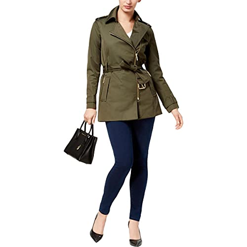 MICHAEL Michael Kors Damen Trenchcoat mit Gürtel, Efeu, Größe M, Grün