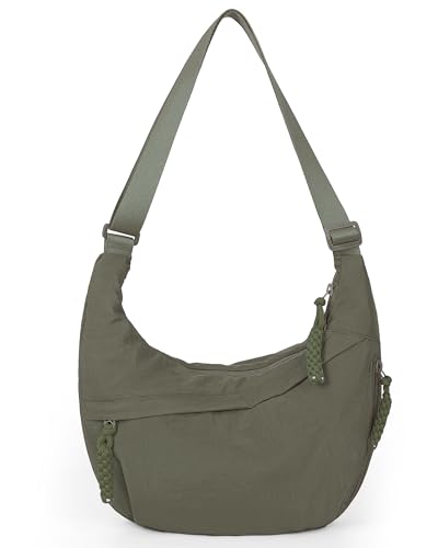 Image of Lushandy Nylon Crescent Crossbody Bags for Women, Medium Slouchy Hobo Crossbody Bag Checkered Purse Luna Bag for Travel