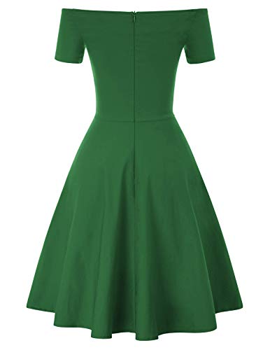 GRACE KARIN Short Sleeve 50s Dress Retro Party Dress Wear to Work Size 2XL Green CL020-3