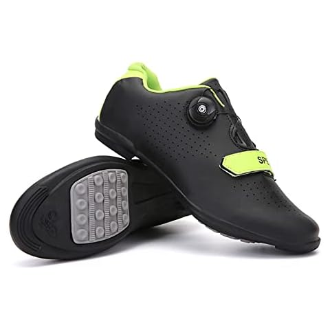 LZQpearl Cycling Shoes, Rubber Sole Road and Mountain Bike Shoes, Breathable Non-slip No-Lock Indoor Bicycle Shoes with Fast Rotating Shoelace System (Black,40) Cover