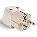 OREI European Plug Adapter Schuko Type E/F for Germany, France, Europe, Russia - Grounded 2 in 1