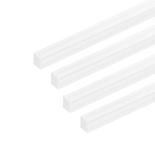 Image of uxcell 4pcs ABS Plastic Square Bars Rod 5mm x 5mm x 20 inch ABS Plastic Square Bar Rod for Architectural Model Making DIY White
