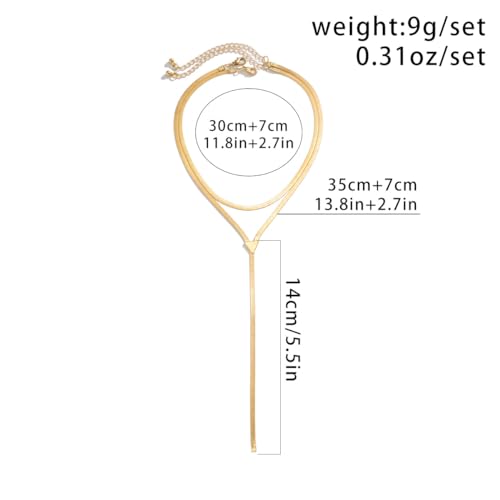 Chunky Gold Choker Necklace for Women,Trendy Silver Statement Necklace Long Snake Chain Drop Necklace,Charm Prom Body Jewelry Accessories Gifts2