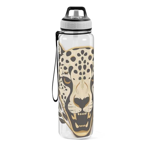 Bouteille d'eau guépard crâne transparent pour éviter l'oubli d'hydratation - 3