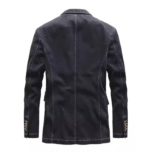 Men's Vintage Casual Work Wear Faux Denim Suit Blazer Jacket Two Button Lapel Open Front Daily Business Sport Coat2