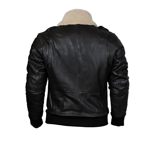 STREGA Black Leather Bomber Jacket