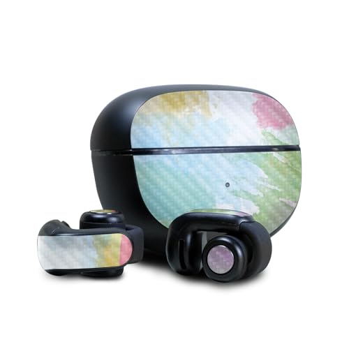 Image of Carbon Fiber Skin Compatible with Bose Ultra Open Earbuds - Watercolor White - Premium 3M Vinyl Protective Wrap Decal Cover - Easy to Apply | Crafted in The USA by MightySkins