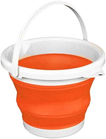 QIANBAOBAO 3L/5L Bucket for Fishing Folding Bucket Car Wash Outdoor Thick PP Fishing Supplies Camping Portable Bathroom Kitchen,5L Orange