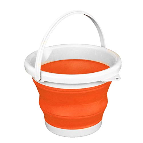 QIANBAOBAO 3L/5L Bucket for Fishing Folding Bucket Car Wash Outdoor Thick PP Fishing Supplies Camping Portable Bathroom Kitchen,5L Orange