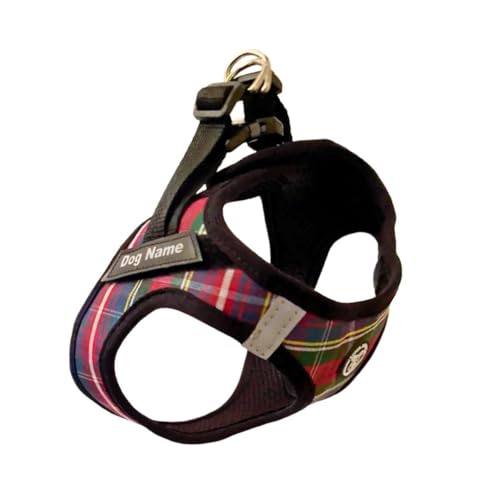 SUPER DOGGY Arnes Personalizado para Perros - Tamaño Pequeño y Mediano - Incluye 2 Etiquetas con Nombre - Chaleco Suave y Reflectante - Transpirable con Diseños Divertidos (Scottish, S)