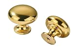 khtumeware Unlacquered Brass Classic Knobs Cabinet 5 Pack 1-1/4 inch Diameter Round Knobs for Kitchen Cabinets,Bathroom Dressers and Cupboards