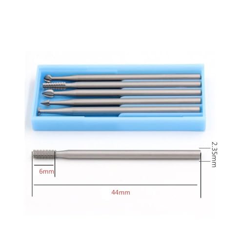 6 Stück Gravierbits Set - Wolfram Stahl Rotationsfräser für professionelle Mikroschnitzerei Bohren Holzbearbeitung DIY, 2,35 mm Schaft - L