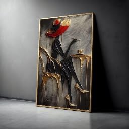 Portrait abstrait de femme assise toile haut de gamme 70 x 100 cm cadre intérieur en bois stable