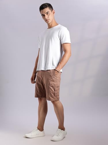 Image of Thomas Scott Men's | Regular Fit | 100% Cotton | Solid | Breathable Lightweight | 6-Pocket Cargo Shorts | Cricket Club Collection
