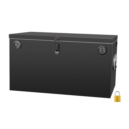 Peastorm Trailer RV Marine Battery Box - 12V Waterproof Steel Dual Battery Relocation Kit for Boat Trolling Motor Kayak (Double Battery Box Black)