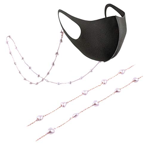 GIRLS OUT LOUD Face Mask Chain Lanyard Face Mask Holder for Women Men Kids Teacher Cute Necklace Facemask Lanyards Chains Masks Necklaces Clips to Sunglasses Glasses (Pearl Hearts)
