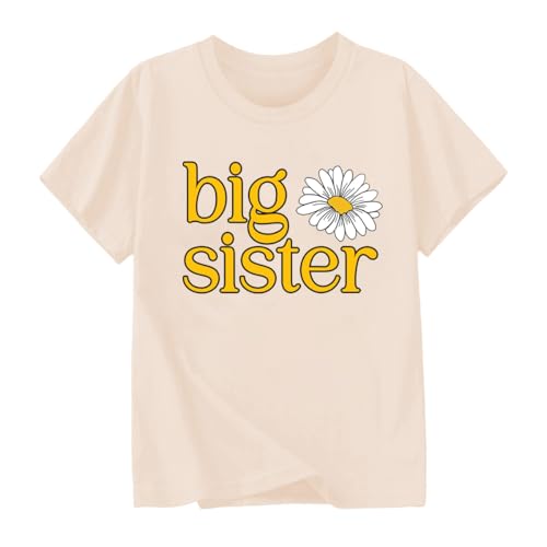 Image of Biggest /Bigger /Big Sister Shirt for Toddler Girls Cotton Short Sleeve Tshirts Announcement Outfits 2-10 Years
