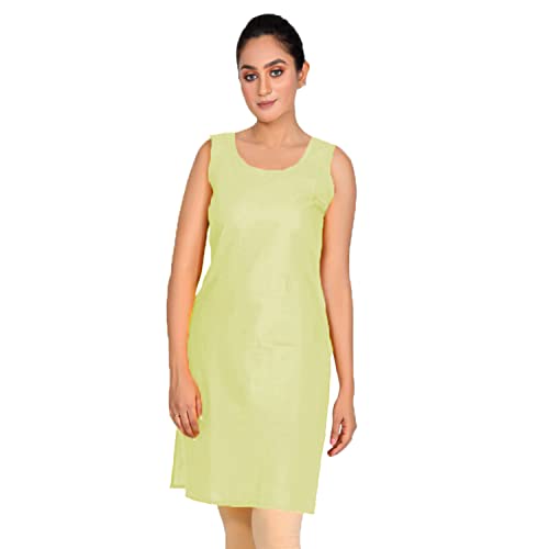 Image of Women's Cotton Long Camisole for Kurti /Suit Slip /Long Inner /Samij for Women Sameej /Knee Length Inner Wear /Sameez /Kurti Slip /Round Neck /Invisible