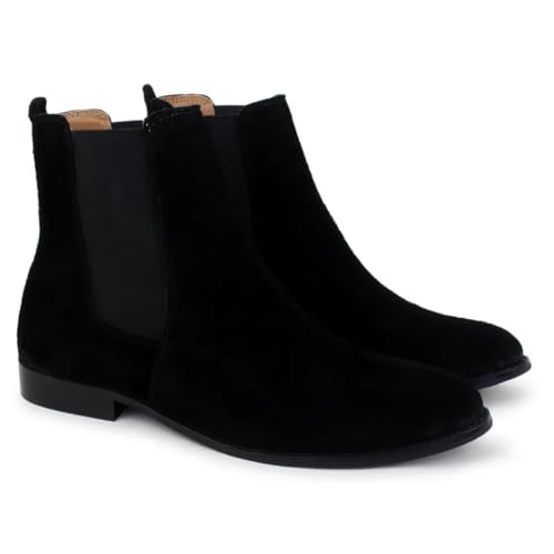 Image of LOZANO Suede Leather Chelsea Boots for Men | High Ankle Boots, Soft Cushioned Insole, Slip-Resistance, Arch Support & Shock Absorption