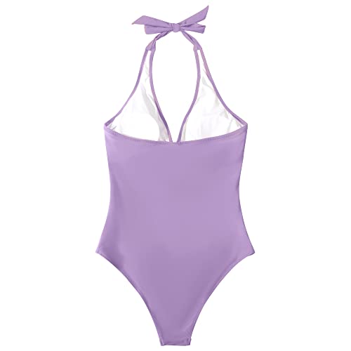 Image of SUUKSESS Women Sexy Tummy Control One Piece Swimsuits Halter Push Up Bathing Suits