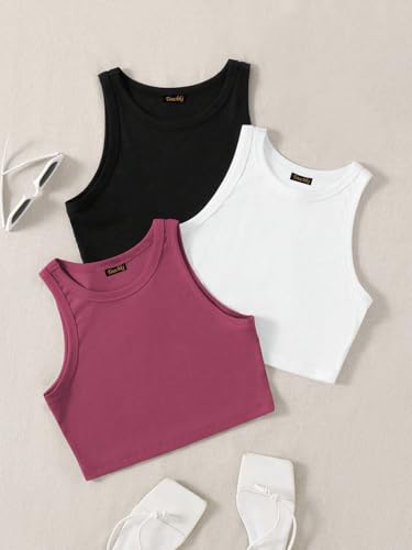 Image of Tops for Women Crop Top for Women's Tank Activewear Tee Sports Western Casual Cotton Camisole Pack of 3 Combo