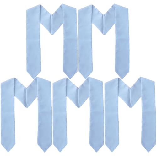 JELEUON 5 Pcs Unisex Adult Graduation Stole Plain Graduation Sash for Academic and Choral