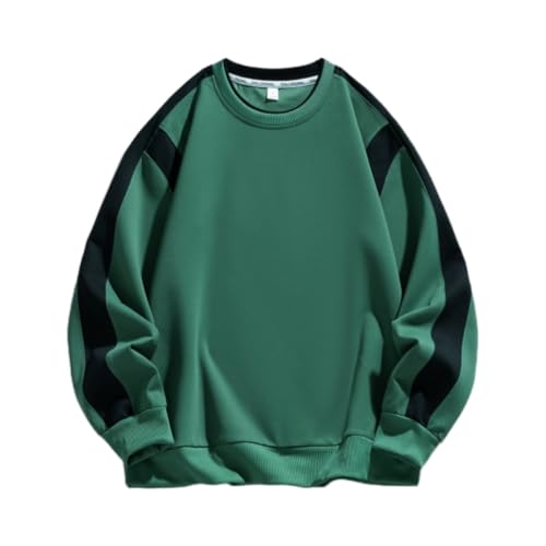 PANVER Men's Sweatshirt Fashion Handsome Classic Tops Youth Personality Trend Long Sleeves Pullover Lightweight Comfortable Casual Sportshirt D-Green 5XL