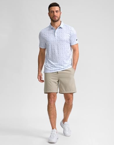 Image of Obla Mens Golf Polo Shirts Short Sleeve Dry Fit Performance Moisture Wicking Casual Print Collared Golf Shirts for Men