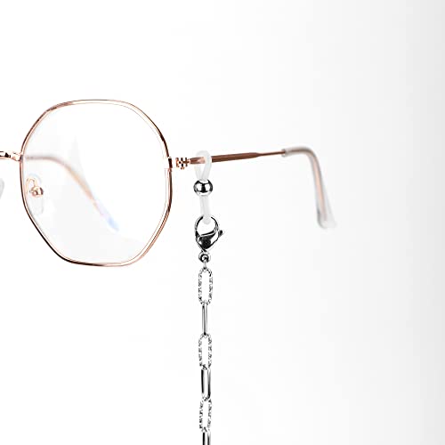 Image of Eyeglass Chain Silver Stainless Steel Handmade Necklace for Reading Glasses Sunglass Beaded Chains for Men Women