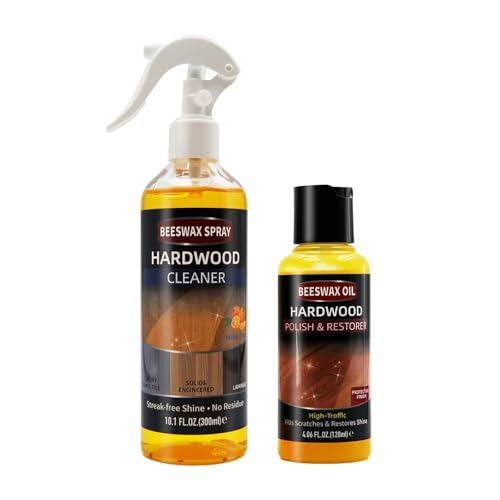 YYSTEBS Furniture Polish Kit, wood floor cleaner & furniture polish – for Living Room, Kitchen & Wooden Furniture (300ml Cleaner + 120g Care Oil)