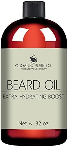 Sandalwood Beard Oil - 100% Natural, Organic Sourced, Non-GMO, Facial Hair Hydrating & Conditioning Oil Blend - 32 oz - Bulk Sized, Promoting Growth and Silky Smooth Hair - Jojoba, Argan & More!