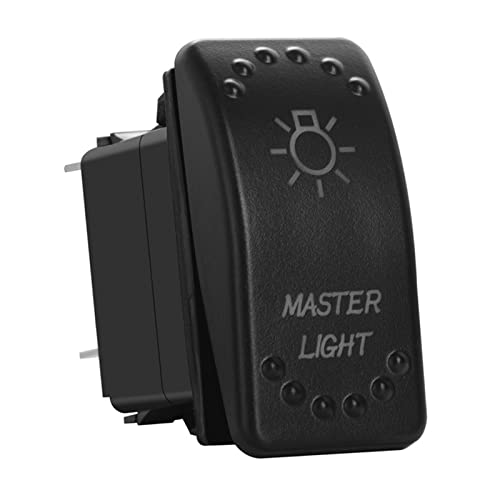 Image of Green Backlit Rocker Switch 5 Pin ON-Off Laser Etched Button Switch with Wires for Car Marine Boat UTV 20A /12V 10A /24V (Master Light)