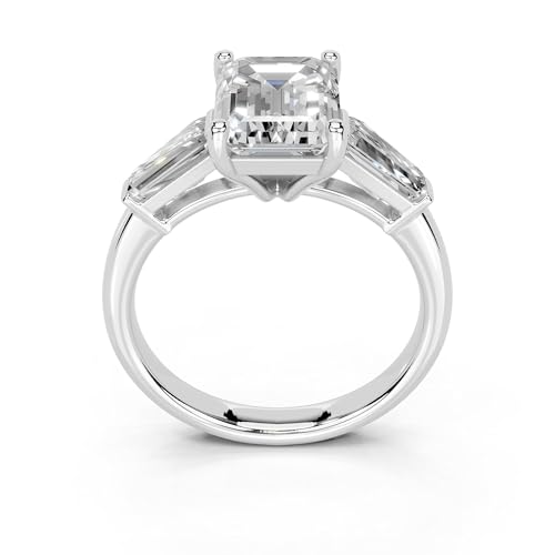 1-5 Carat 14K 18K Gold Platinum Emerald Cut 4 Prong Baguette Accent Lab Grown Diamond Ring, Engagement Anniversary, Wedding, IGI Certified, Promise Rings for Women (1-5 Ct, F-G Color, VS1-VS2 Clarity)2
