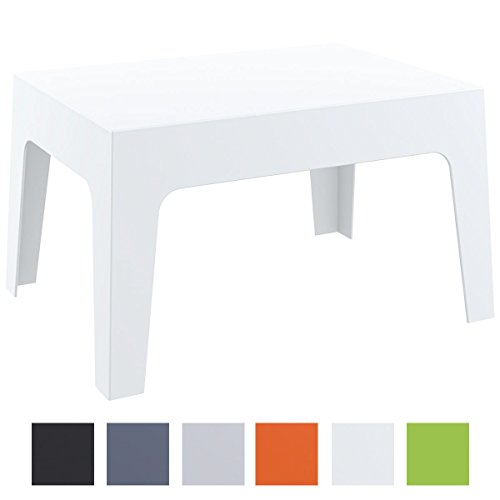 CLP Table Basse de Jardin Box en Plastique -Table dAppoint pour Usage Extérieur Empilable - Hauteur 43 cm Résistante aux Intempéries et aux Rayons UV - Couleurs: Blanc