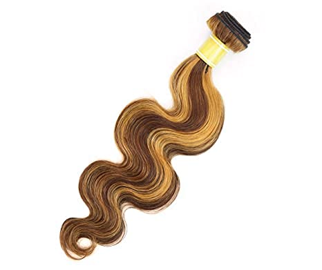 SakulaOmbre Blonde Body Wave Human Hair 1 Bundle 20 inch Brazilian Virgin Remy Hair Highlight Body Wave Human Hair Weave Extension with P4-30 Color(20, Piano 4/30)