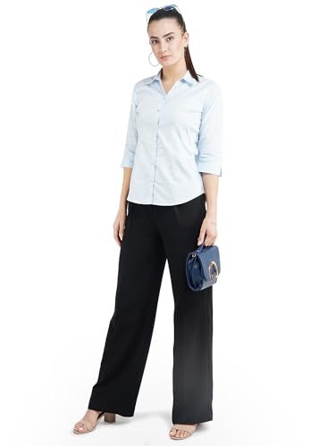 Image of Skyla Women's Cotton Rich Formal Shirt | 3 /4 Sleeve Office Wear | Regular Fit Business Casual Workwear