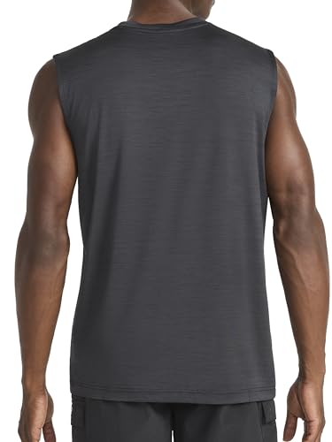 Reebok Men’s Gains Muscle Tank Top, Standard Fit, Lightweight Stretch Poly Cool Touch Jersey Fabric, Black Heather, Small - image 2