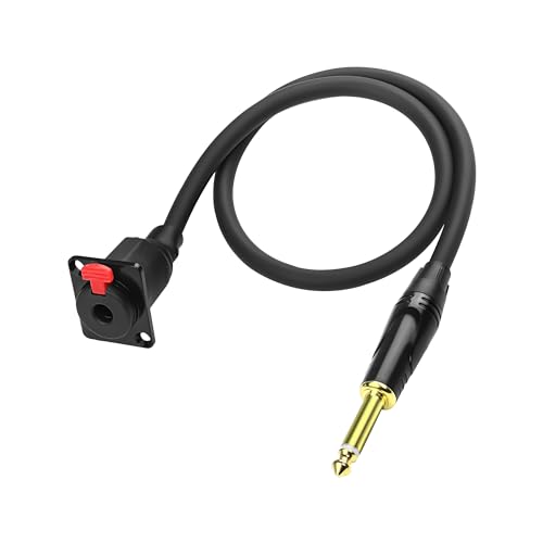 Cable de audio Jack 6.35mm TS 0.5 m Panel Mount macho a hembra miniatura 1