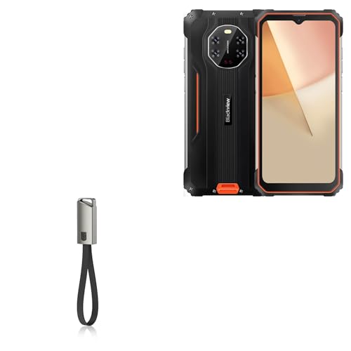 BoxWave Cable Compatible with Blackview BL8800 - USB Type-C Keychain Charger, Key Ring USB Type-C to Type-A 8 in USB Cable - Jet Black